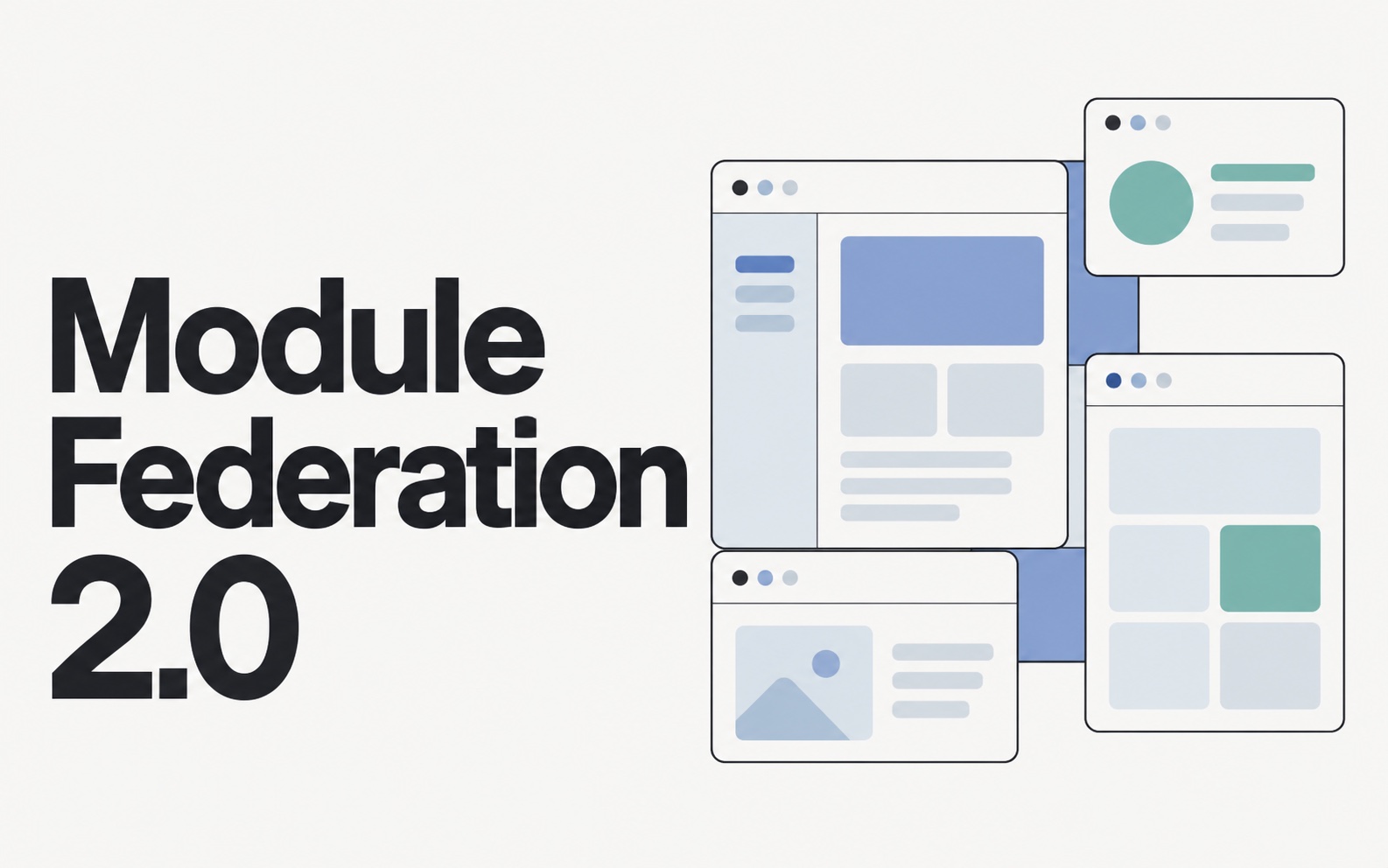 Module Federation 2.0: independent application panels composed into one product.